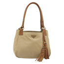 PRADA Tote Bag Nylon Beige Gold Auth 195771V-13