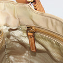PRADA Tote Bag Nylon Beige Gold Auth 195771V-22
