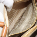 PRADA Tote Bag Nylon Beige Gold Auth 195771V-23