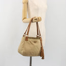 PRADA Tote Bag Nylon Beige Gold Auth 195771V-27