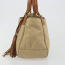 PRADA Tote Bag Nylon Beige Gold Auth 195771V-3