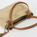 PRADA Tote Bag Nylon Beige Gold Auth 195771V-6