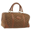 CELINE Macadam Boston Bag Suede Brown Gold Tone Auth 195774-1