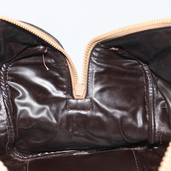 CELINE Macadam Boston Bag Suede Brown Gold Tone Auth 195774