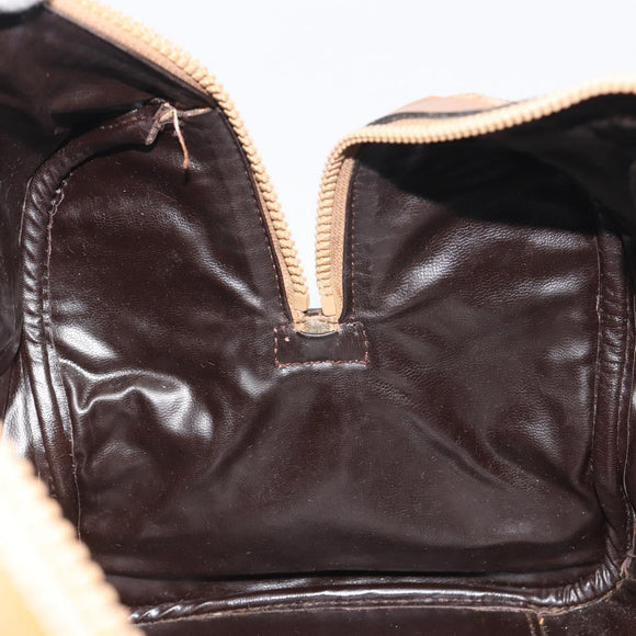 CELINE Macadam Boston Bag Suede Brown Gold Tone Auth 195774