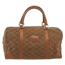 CELINE Macadam Boston Bag Suede Brown Gold Tone Auth 195774-13