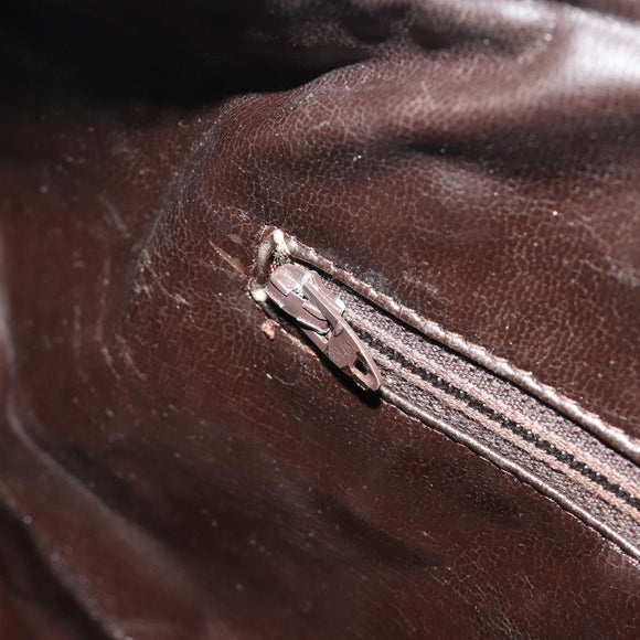 CELINE Macadam Boston Bag Suede Brown Gold Tone Auth 195774