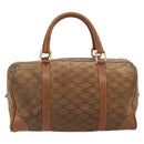 CELINE Macadam Boston Bag Suede Brown Gold Tone Auth 195774-2