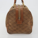 CELINE Macadam Boston Bag Suede Brown Gold Tone Auth 195774-3