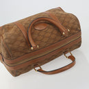 CELINE Macadam Boston Bag Suede Brown Gold Tone Auth 195774-6