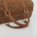 CELINE Macadam Boston Bag Suede Brown Gold Tone Auth 195774-7