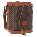 CELINE Macadam Shoulder Bag PVC Leather Brown Gold Tone Auth 195775-1