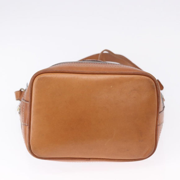 CELINE Macadam Shoulder Bag PVC Leather Brown Gold Tone Auth 195775