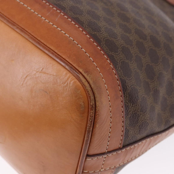 CELINE Macadam Shoulder Bag PVC Leather Brown Gold Tone Auth 195775