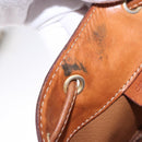 CELINE Macadam Shoulder Bag PVC Leather Brown Gold Tone Auth 195775-10