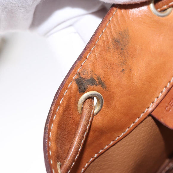 CELINE Macadam Shoulder Bag PVC Leather Brown Gold Tone Auth 195775