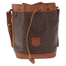CELINE Macadam Shoulder Bag PVC Leather Brown Gold Tone Auth 195775-13