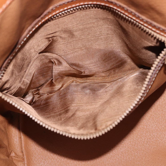 CELINE Macadam Shoulder Bag PVC Leather Brown Gold Tone Auth 195775