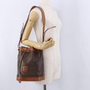 CELINE Macadam Shoulder Bag PVC Leather Brown Gold Tone Auth 195775-25