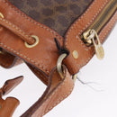 CELINE Macadam Shoulder Bag PVC Leather Brown Gold Tone Auth 195775-7