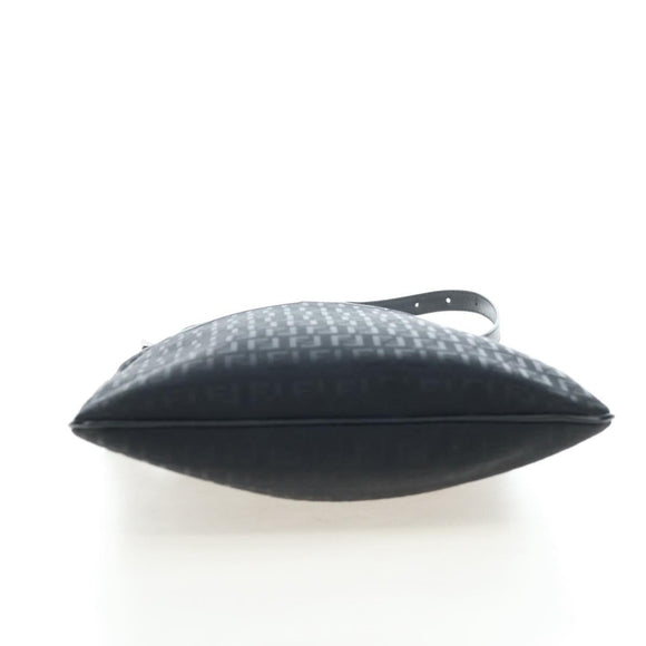 FENDI Zucchino Canvas Shoulder Bag Black Silver 8BT151 Auth 195776V