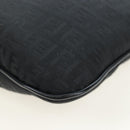 FENDI Zucchino Canvas Shoulder Bag Black Silver 8BT151 Auth 195776V-16