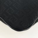 FENDI Zucchino Canvas Shoulder Bag Black Silver 8BT151 Auth 195776V-17