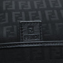 FENDI Zucchino Canvas Shoulder Bag Black Silver 8BT151 Auth 195776V-19