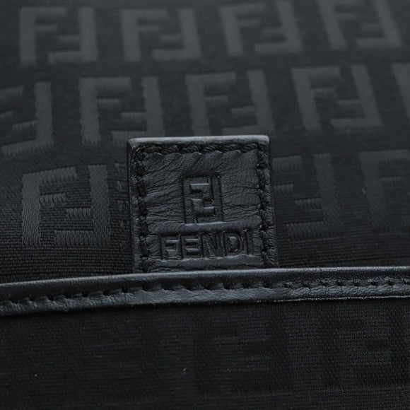 FENDI Zucchino Canvas Shoulder Bag Black Silver 8BT151 Auth 195776V
