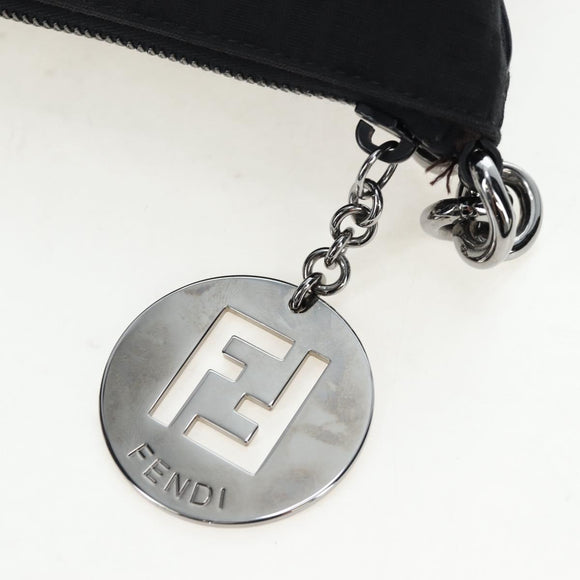 FENDI Zucchino Canvas Shoulder Bag Black Silver 8BT151 Auth 195776V