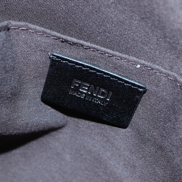 FENDI Zucchino Canvas Shoulder Bag Black Silver 8BT151 Auth 195776V