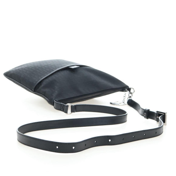 FENDI Zucchino Canvas Shoulder Bag Black Silver 8BT151 Auth 195776V