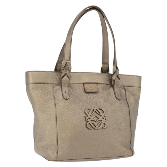 LOEWE Tote Bag Leather Gold Tone Auth 195777V