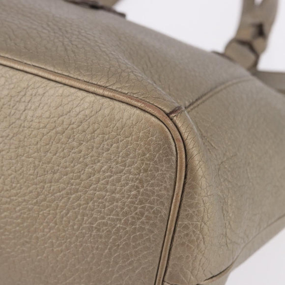LOEWE Tote Bag Leather Gold Tone Auth 195777V
