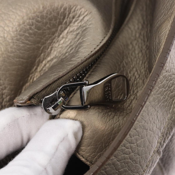 LOEWE Tote Bag Leather Gold Tone Auth 195777V