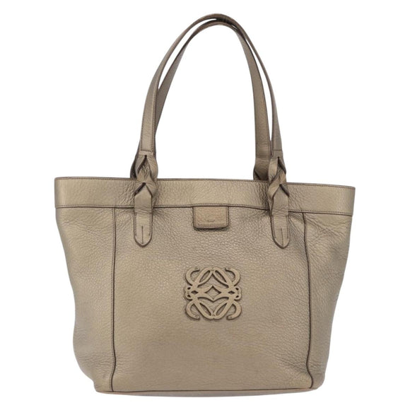 LOEWE Tote Bag Leather Gold Tone Auth 195777V