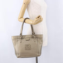 LOEWE Tote Bag Leather Gold Tone Auth 195777V-23