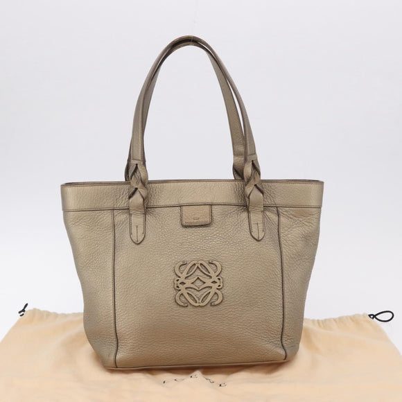 LOEWE Tote Bag Leather Gold Tone Auth 195777V