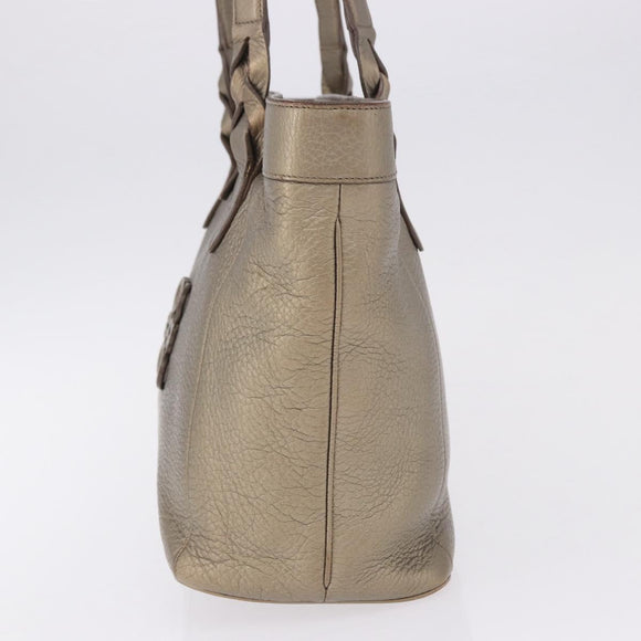LOEWE Tote Bag Leather Gold Tone Auth 195777V