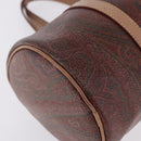 ETRO Paisley Hand Bag Leather Brown Gold Tone Auth 195784-9