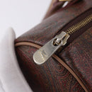 ETRO Paisley Hand Bag Leather Brown Gold Tone Auth 195784-10