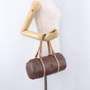 ETRO Paisley Hand Bag Leather Brown Gold Tone Auth 195784-20