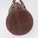 ETRO Paisley Hand Bag Leather Brown Gold Tone Auth 195784-3