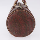 ETRO Paisley Hand Bag Leather Brown Gold Tone Auth 195784-4
