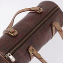 ETRO Paisley Hand Bag Leather Brown Gold Tone Auth 195784-6