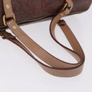 ETRO Paisley Hand Bag Leather Brown Gold Tone Auth 195784-7