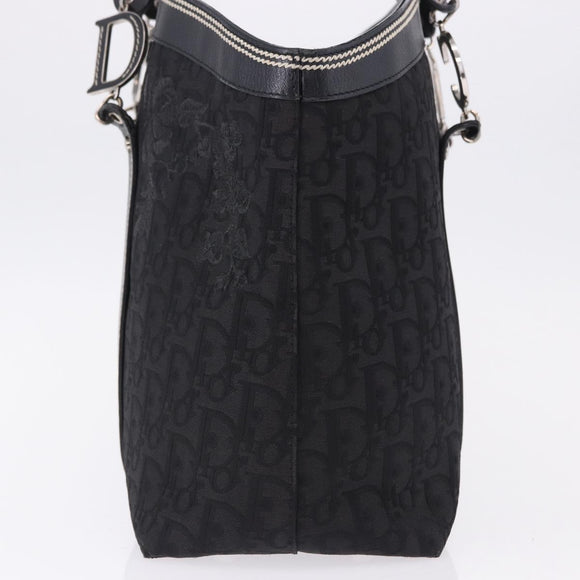 Christian Dior Trotter Canvas Hand Bag Black Silver Auth 195785V