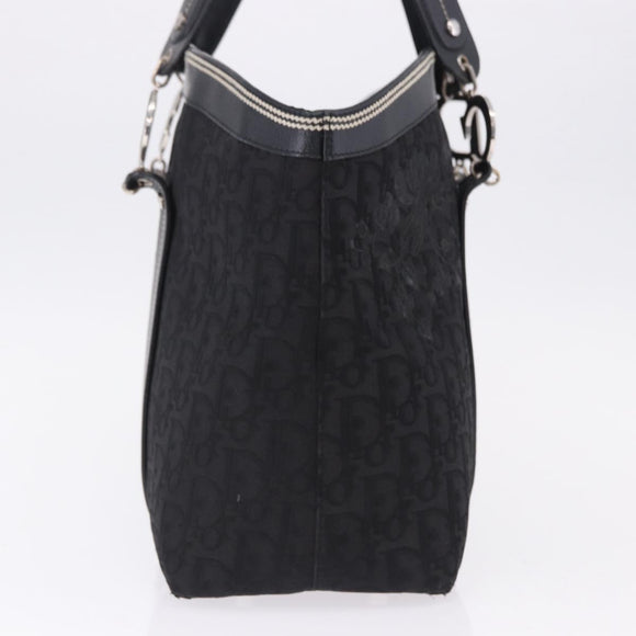 Christian Dior Trotter Canvas Hand Bag Black Silver Auth 195785V