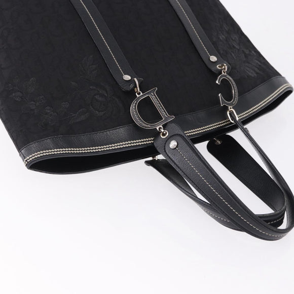 Christian Dior Trotter Canvas Hand Bag Black Silver Auth 195785V