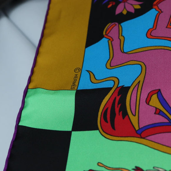 HERMES Scarf ""fantaisies indiennes"" Silk Multicolor Auth 195787M